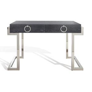 Safavieh Maia 2-Drawer Lacquer Desk Black Cerused Oak Metal / Wood SFV3504C