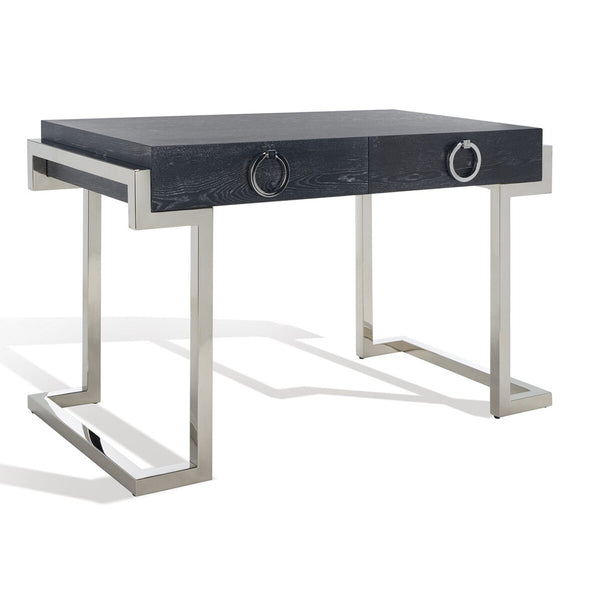 Safavieh Maia 2-Drawer Lacquer Desk Black Cerused Oak Metal / Wood SFV3504C