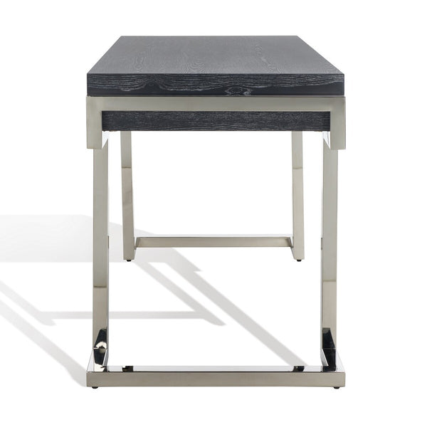 Safavieh Maia 2-Drawer Lacquer Desk Black Cerused Oak Metal / Wood SFV3504C