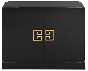 Safavieh Winslow Cabinet 2 Drawer Metal Black Gold Wood MDF Couture SFV3505A 889048134652