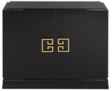 Safavieh Winslow Cabinet 2 Drawer Metal Black Gold Wood MDF Couture SFV3505A 889048134652