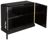 Safavieh Winslow Cabinet 2 Drawer Metal Black Gold Wood MDF Couture SFV3505A 889048134652