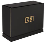 Safavieh Winslow Cabinet 2 Drawer Metal Black Gold Wood MDF Couture SFV3505A 889048134652