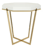 Safavieh Danna End Table Metal White Brass Stainless Steel Wood MDF Couture SFV3510B 889048382824