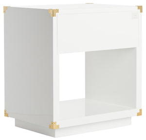 Lella Lacquer Side Table - Contemporary Accent Table with Polished Brass Hardware for Modern Interiors