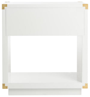 Lella Lacquer Side Table - Contemporary Accent Table with Polished Brass Hardware for Modern Interiors