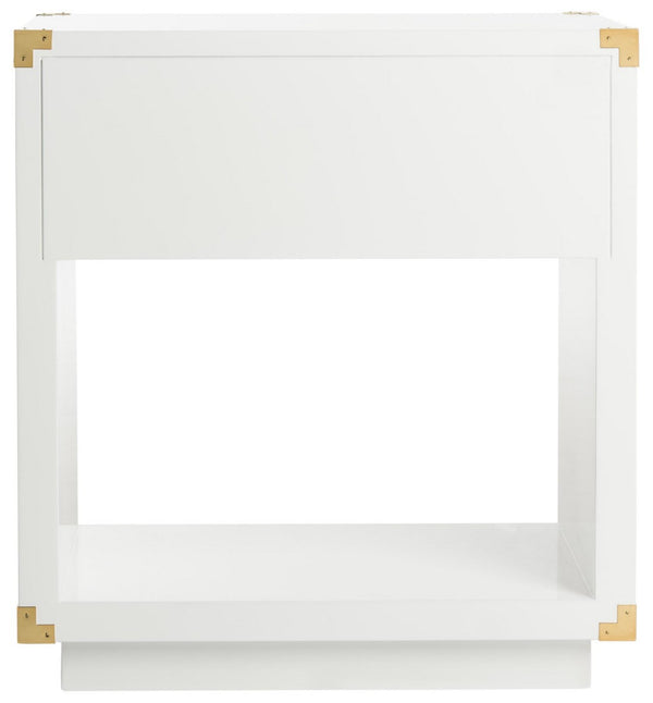 Lella Lacquer Side Table - Contemporary Accent Table with Polished Brass Hardware for Modern Interiors