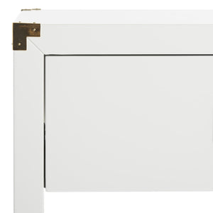 Lella Lacquer Side Table - Contemporary Accent Table with Polished Brass Hardware for Modern Interiors