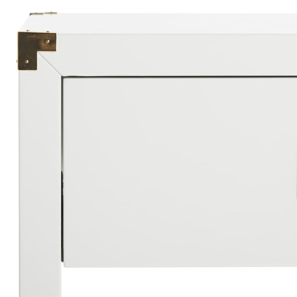 Lella Lacquer Side Table - Contemporary Accent Table with Polished Brass Hardware for Modern Interiors