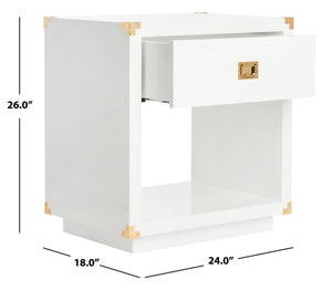 Lella Lacquer Side Table - Contemporary Accent Table with Polished Brass Hardware for Modern Interiors