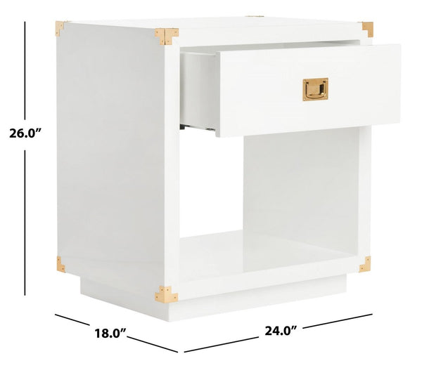 Lella Lacquer Side Table - Contemporary Accent Table with Polished Brass Hardware for Modern Interiors