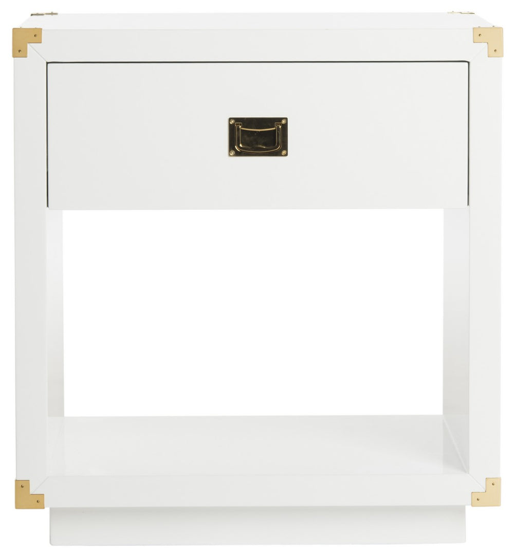 Lella Lacquer Side Table - Contemporary Accent Table with Polished Brass Hardware for Modern Interiors