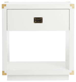 Lella Lacquer Side Table - Contemporary Accent Table with Polished Brass Hardware for Modern Interiors