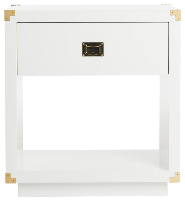 Lella Lacquer Side Table - Contemporary Accent Table with Polished Brass Hardware for Modern Interiors