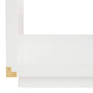 Lella Lacquer Side Table - Contemporary Accent Table with Polished Brass Hardware for Modern Interiors