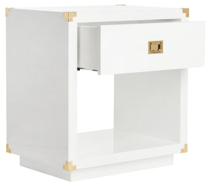 Lella Lacquer Side Table - Contemporary Accent Table with Polished Brass Hardware for Modern Interiors