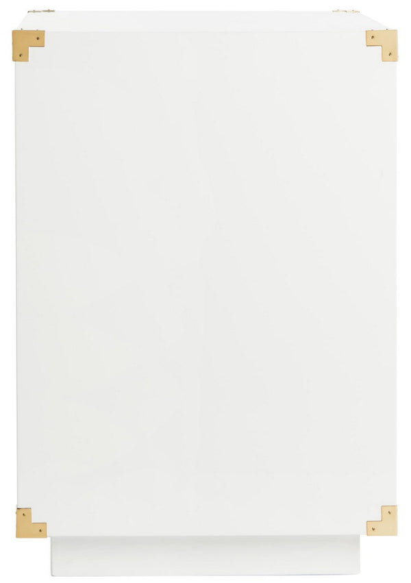 Lella Lacquer Side Table - Contemporary Accent Table with Polished Brass Hardware for Modern Interiors