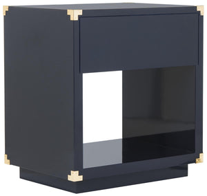 Lella Lacquer Side Table - Contemporary Accent Table with Polished Brass Hardware for Modern Interiors