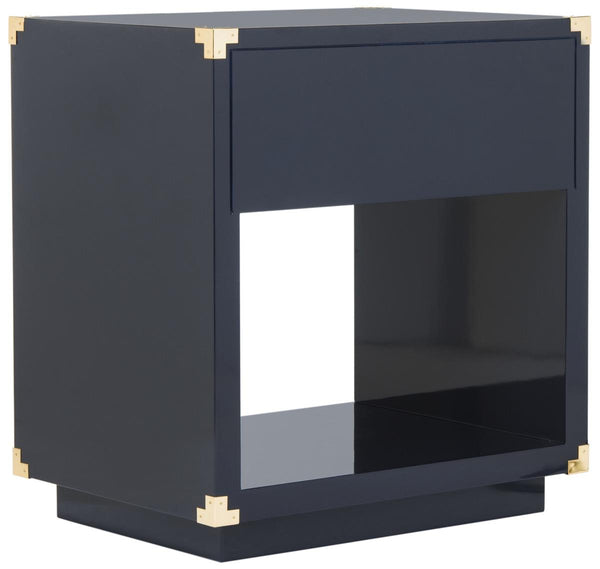 Lella Lacquer Side Table - Contemporary Accent Table with Polished Brass Hardware for Modern Interiors