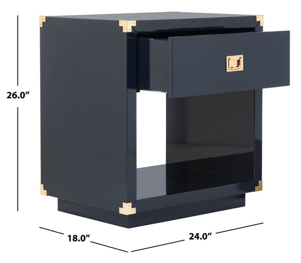Lella Lacquer Side Table - Contemporary Accent Table with Polished Brass Hardware for Modern Interiors