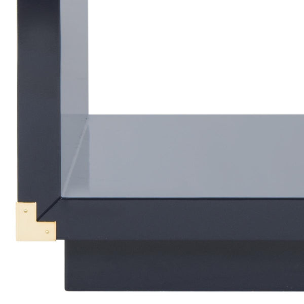 Lella Lacquer Side Table - Contemporary Accent Table with Polished Brass Hardware for Modern Interiors