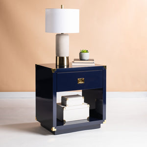 Lella Lacquer Side Table - Contemporary Accent Table with Polished Brass Hardware for Modern Interiors