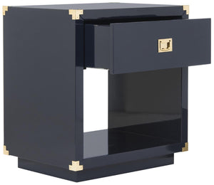 Lella Lacquer Side Table - Contemporary Accent Table with Polished Brass Hardware for Modern Interiors