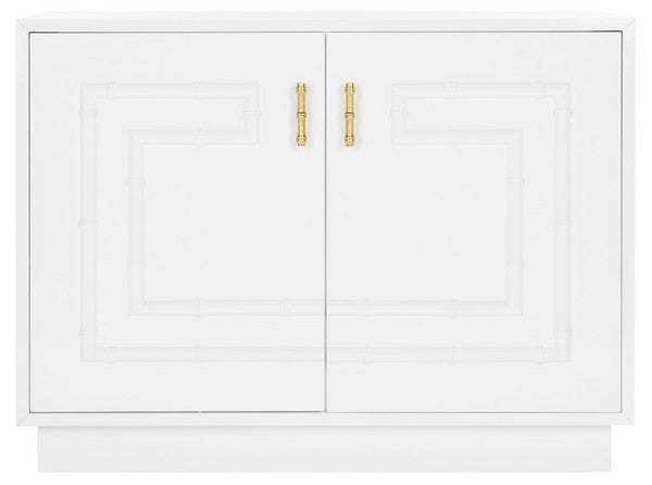 Safavieh Ruben Cabinet Lacquer Bamboo White Gold Metal Wood MDF Couture SFV3525A 889048289550