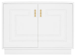 Safavieh Ruben Cabinet Lacquer Bamboo White Gold Metal Wood MDF Couture SFV3525A 889048289550