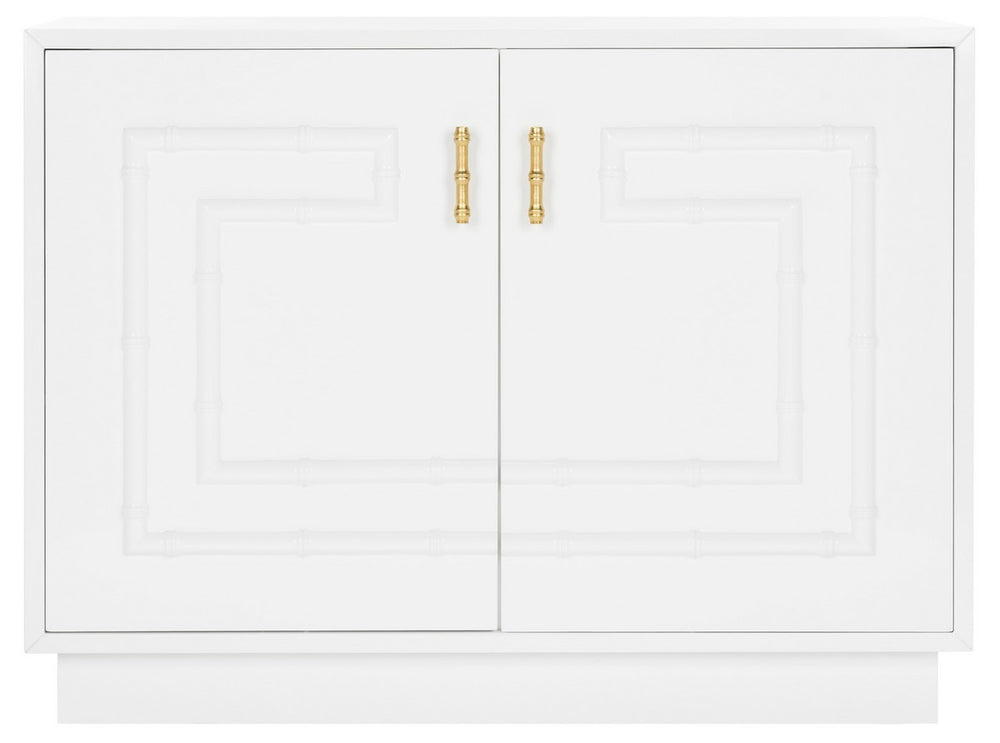 Safavieh Ruben Cabinet Lacquer Bamboo White Gold Metal Wood MDF Couture SFV3525A 889048289550