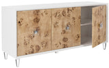 Safavieh Lazaro Sideboard Burlwood White Nickle Metal Wood MDF Couture SFV3527A 889048289574