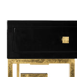 Safavieh Valeria Writing Desk Lacquer Black Gold Metal Wood MDF Couture SFV3528B 889048289604