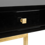 Safavieh Valeria Writing Desk Lacquer Black Gold Metal Wood MDF Couture SFV3528B 889048289604