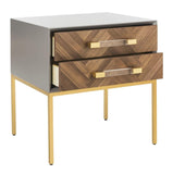 Safavieh Sanford Side Table 2 Drawer Walnut Lucite Brass Couture SFV3548A 889048467729