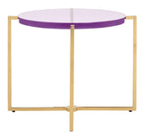 Safavieh Pluto Round Acrylic End Table in Amethyst / Gold Couture SFV3566B