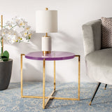 Safavieh Pluto Round Acrylic End Table in Amethyst / Gold Couture SFV3566B