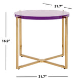 Safavieh Pluto Round Acrylic End Table in Amethyst / Gold Couture SFV3566B