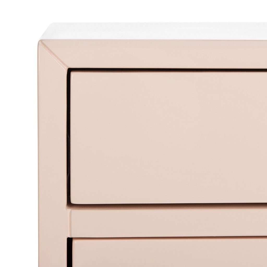 Safavieh Harry 2 Drawer Side Table in Light Pink / Gold Couture SFV3568A