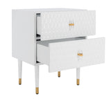 Safavieh Neptune 2 Drawer Side Table in White / Gold Couture SFV3570A