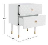 Safavieh Neptune 2 Drawer Side Table in White / Gold Couture SFV3570A