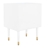 Safavieh Neptune 2 Drawer Side Table in White / Gold Couture SFV3570A