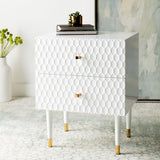 Safavieh Neptune 2 Drawer Side Table in White / Gold Couture SFV3570A