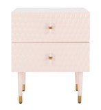 Safavieh Neptune 2 Drawer Side Table in Light Pink / Gold Couture SFV3570B