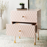 Safavieh Neptune 2 Drawer Side Table in Light Pink / Gold Couture SFV3570B