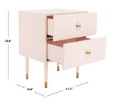 Safavieh Neptune 2 Drawer Side Table in Light Pink / Gold Couture SFV3570B