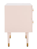 Safavieh Neptune 2 Drawer Side Table in Light Pink / Gold Couture SFV3570B