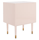 Safavieh Neptune 2 Drawer Side Table in Light Pink / Gold Couture SFV3570B