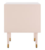 Safavieh Neptune 2 Drawer Side Table in Light Pink / Gold Couture SFV3570B