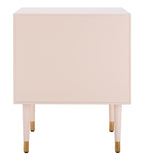 Safavieh Neptune 2 Drawer Side Table in Light Pink / Gold Couture SFV3570B