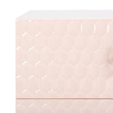 Safavieh Neptune 2 Drawer Side Table in Light Pink / Gold Couture SFV3570B